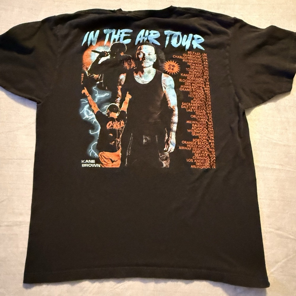 Kane Brown In The Air Tour 2024 Concert T Shirt Black Country‎ Music Tee XL
